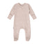 Beige Cotton Baby Romper with Integrated Feet